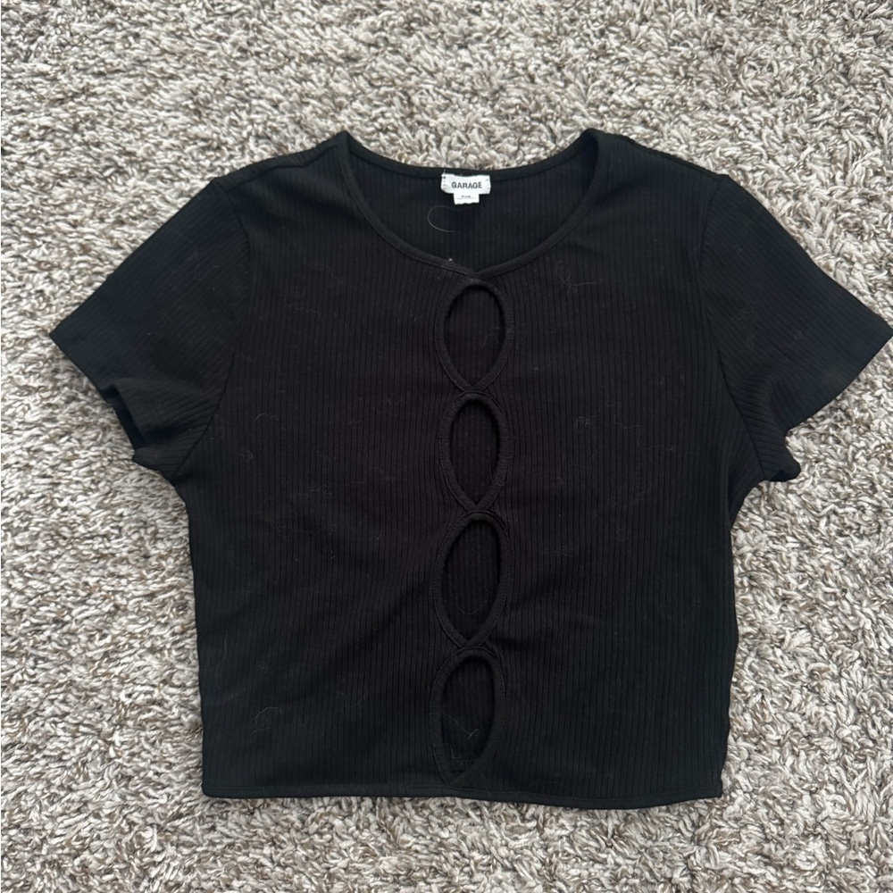 Garage Black Cutout Crop Top